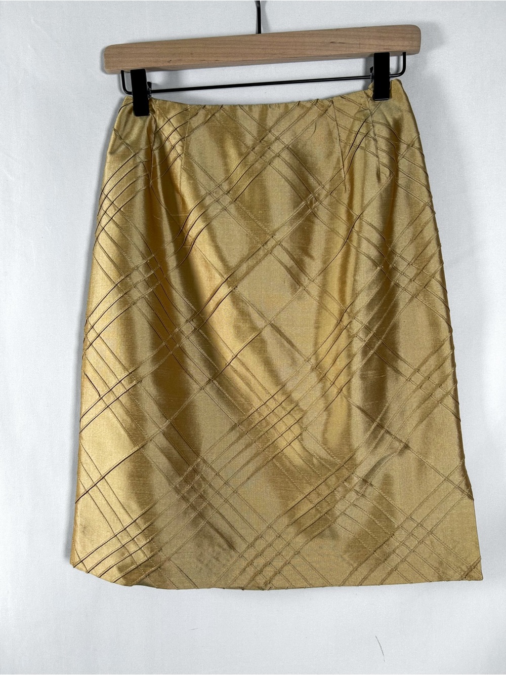 Talbots Pure Silk Pintuck Lattice Skirt